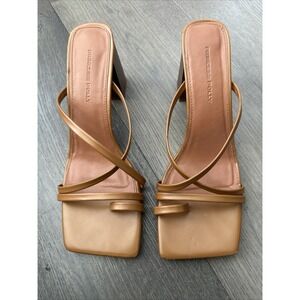 Princess Polly Womens Tan Brown Block Heels Dress Strappy Sandal Shoe Sz 10